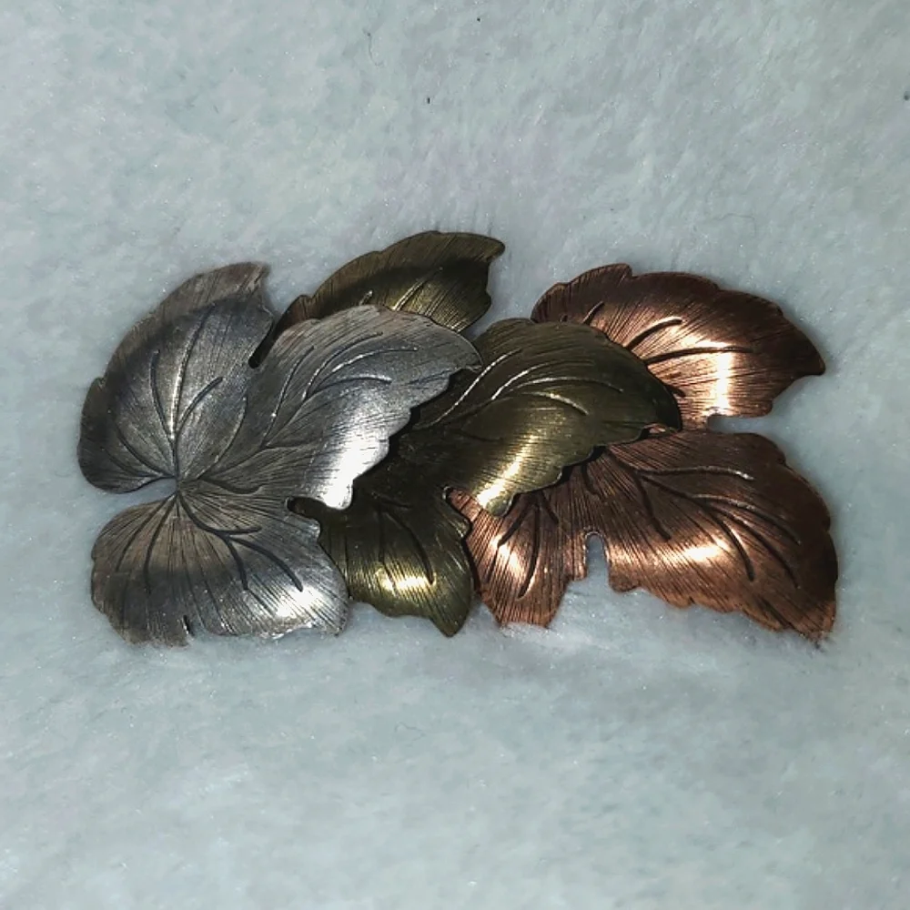 Vintage Tri-Tone MCM Leaf Brooch